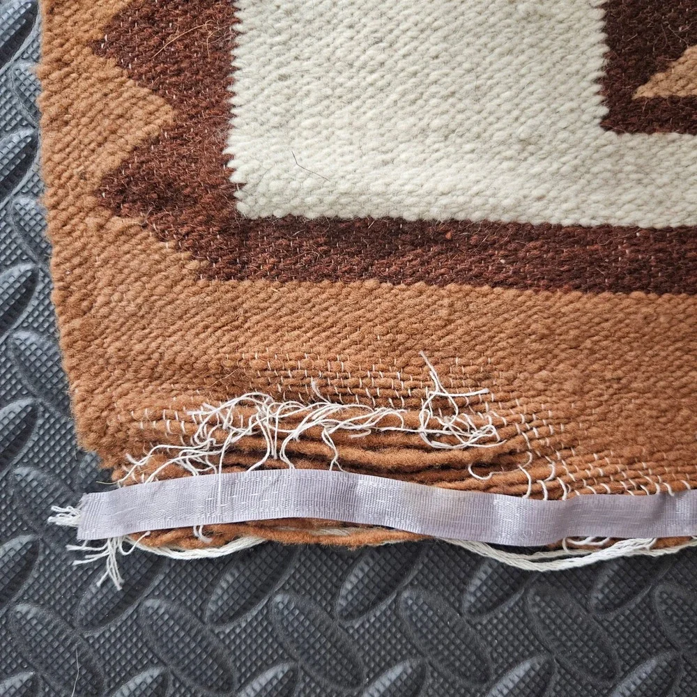 Vintage Andean Handwoven Wool Rug Inca Deity Wall Hanging Terracotta Brown